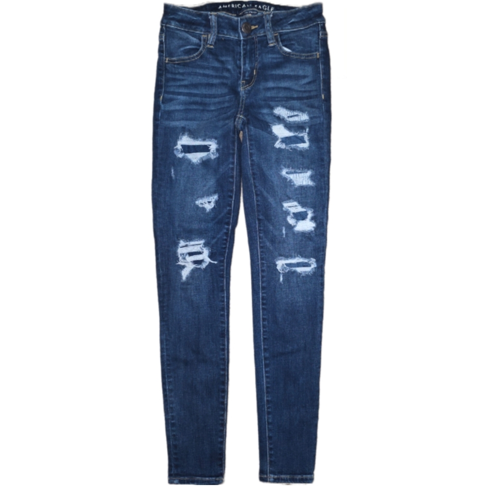 American Eagle AE Low Rise Patched Distressed Skinny Jeans - Size 0